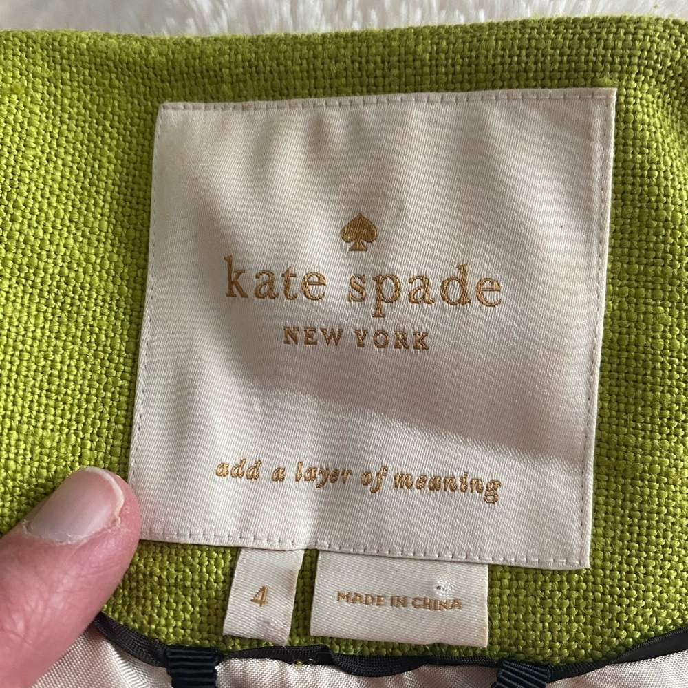 Kate Spade NY Lime Green Cropped Micah open front jacket - Picture 9 of 12